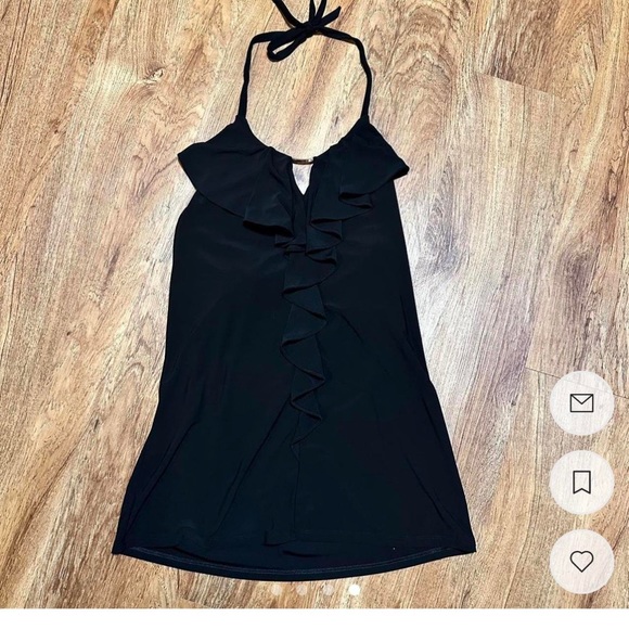 White House | Black Market halter with ruffles across the front and a silver bar - Picture 4 of 7